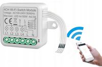 PRZEKAŹNIK PRZEŁĄCZNIK WŁĄCZNIK ŚWIATŁA 4CH WiFi DOPUSZKOWY MINI SMART TUYA