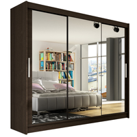 Szafa przesuwna Aston III z lustrem 250cm - pojemna garderoba - CHOCO