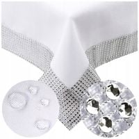 Obrus 110x160 plamoodporny świąteczny biały na stół DIAMENT cyrkonie