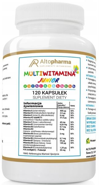Altopharma Multiwitamina Junior witaminy dla dzieci 120 kapsułek zdjęcie 1
