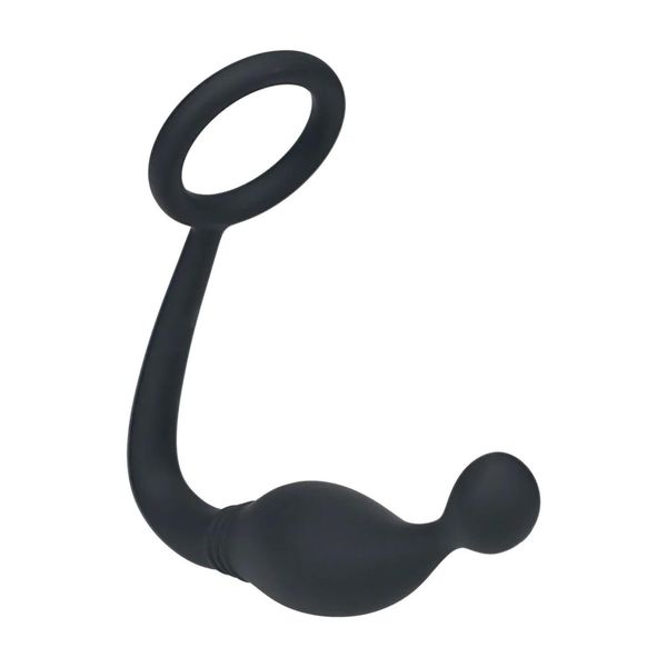 Silicone Cockring With Prostate Stimulator - M - Black zdjęcie 5