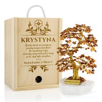 Drzewko szczęścia  PREZENT dla EMERYTKI na emeryturę  w skrzynce z grawerem