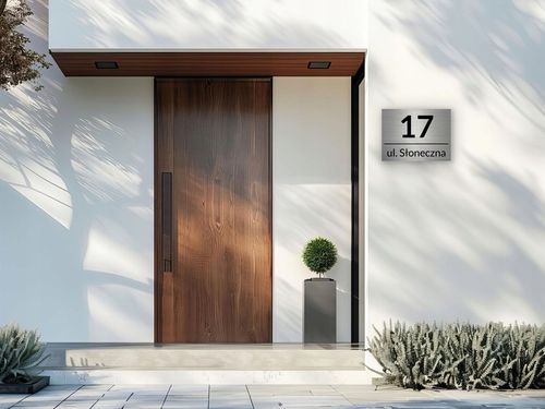 NIERDZEWNY NUMER NA DOM 32x21cm TABLICZKA ADRESOWA Z NUMEREM DOMU ALUMINIUM na Arena.pl