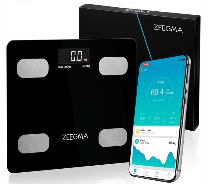 INTELIGENTNA WAGA ŁAZIENKOWA BLUETOOTH ANALITYCZNA APLIKACJA ZEEGMA 17W1 zdjęcie 1