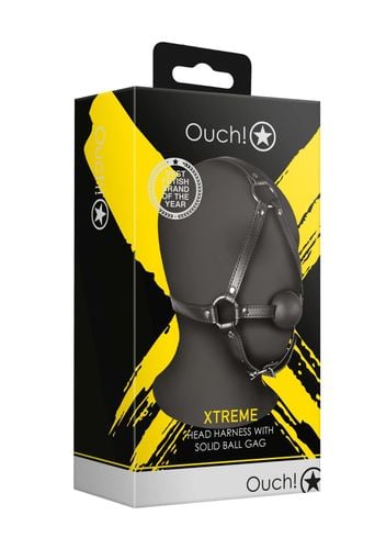 head harness with solid ball gag   black na Arena.pl