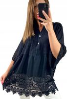 Tunika Luźna Damska Koronka Oversize Duże Rozmiary Czarna (50-56) roz. 56