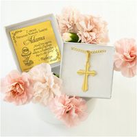 ZŁOTY ŁAŃCUSZEK KOMUNIJNY PR. 925 585 WISIOREK KRZYŻYK DLA CHŁOPCA + GRAWER