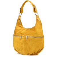 Vera Pelle torebka skórzana zamszowa duża A4 musztardowa K51