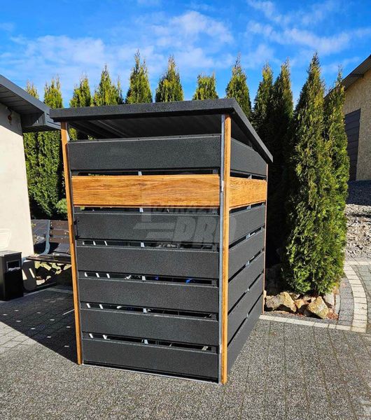 Wiata śmietnikowa 1,2x2 m Antracyt + złoty dąb - pad tył GP356 zdjęcie 2