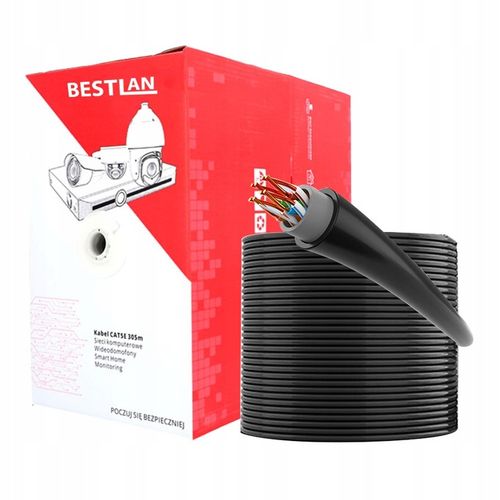 Kabel sieciowy ziemny LAN skrętka komputerowa KAT 5 ekranowana 305m żel na Arena.pl