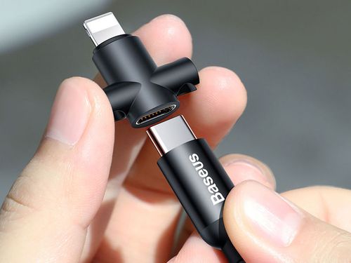 Baseus kabel 2w1 u-shaped USB-C Lightning 2.4A czarny na Arena.pl