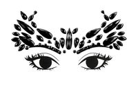 Dekoracja na twarz Kryształki czarne, 14,5x5,5 cm