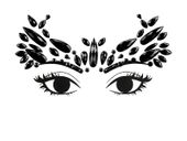 Dekoracja na twarz Kryształki czarne, 14,5x5,5 cm