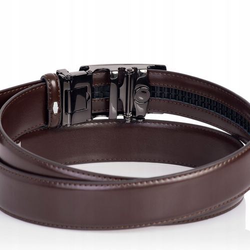 Pasek SKÓRZANY Męski Automat CIEMNY BRĄZOWY spodni na Arena.pl