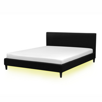 Łóżko tapicerowane LED 160 x 200 cm czarne FITOU