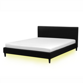 Łóżko tapicerowane LED 160 x 200 cm czarne FITOU