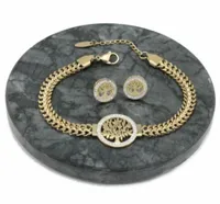 KOMPLET BIŻUTERII ZŁOTEJ STAL CHIRURGICZNA DRZEWKO SZCZĘŚCIA