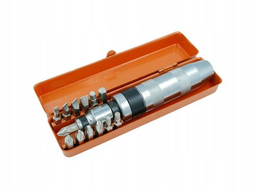 ŚRUBOKRĘT POBIJAK WYKRĘTAK WKRĘTAK UDAROWY 13 BITÓW + METALOWE PUDEŁKO na Arena.pl