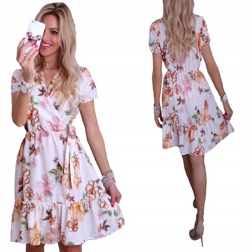 MODNA SUKIENKA CUD WZORY KWIATY KOMUNIA WESELE 232 na Arena.pl