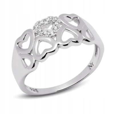 Pierścionek Obrączka Srebrna z Serduszkami zdjęcie 7