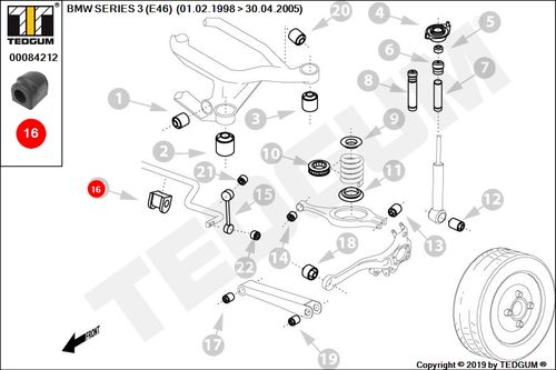 BMW 3 E46 GUMA STABILIZATORA TYL E46 98-05 na Arena.pl
