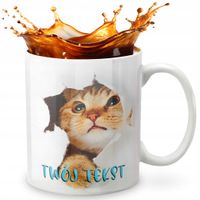 KUBEK 330ml GRAFIKA PREZENT ŚWIĘTA WZÓR - SŁODKI KOTEK KOT + IMIĘ