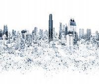 FOTOTAPETA WIDOK PANORAMA NA MIASTO BUDYNKI 3D