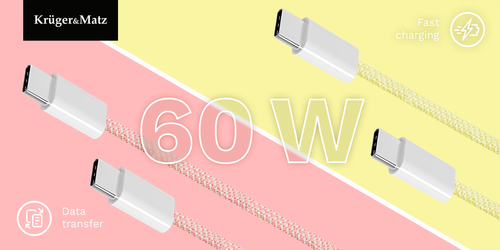 Kabel USB typu C - USB typu C 60 W 1 m żółty Kruger&Matz Basic na Arena.pl