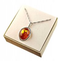 WISIOREK SREBRNY z DUŻYM CERTYFIKOWANYM Bursztynem Srebro ELEGANCKA