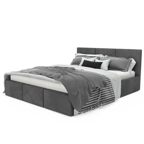 ŁÓŻKO TAPICEROWANE 140x200 ŁÓŻKO PODWÓJNE Z POJEMNIKIEM GRAFITOWE na Arena.pl