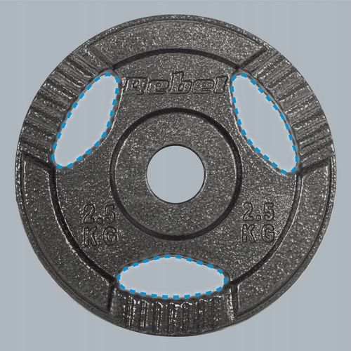 Obciążenie żeliwne zestaw 4x2.5kg 10kg otwór 31mm talerz z uchwytami REBEL na Arena.pl