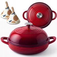 BRYTFANNNA GARNEK DO PIECZENIA CHLEBA ŻELIWNA 26CM GAZ PIEKARNIK CZERWONY