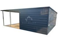 Garaż Blaszany 3x6m + Wiata - Brama Uchylna Antracyt Dach spad w tył NB117