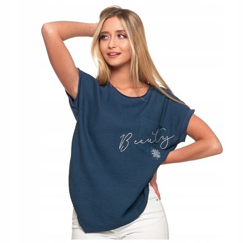KOBIECA BLUZKA Z KRÓTKIM REKAWEM DAMSKA LUŹNA Z NAPISEM MORAJ 2XL/3XL na Arena.pl