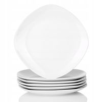 6x TALERZ TALERZYK DESEROWY SAŁATKOWY BIAŁE SZKŁO OPALOWE KWADRATOWY 21cm