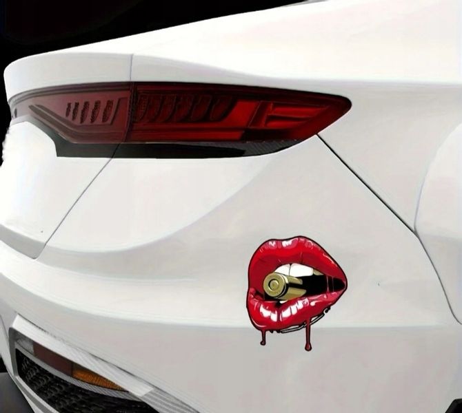 Seksowna Naklejka na Samochód do Auta Tuning Czerwona Usta Pocisk Nabój Red zdjęcie 9