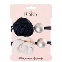 zestaw frotek gumek z różą i perłą 2w1 na plakietce gum164