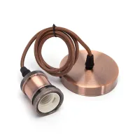 Metalowa oprawka żarówki E27 z przewodem 1 m czerwona do łatwego montażu