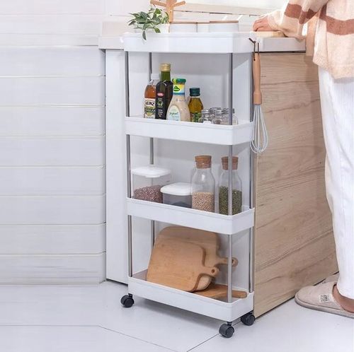 PÓŁKA ŁAZIENKOWA SZAFKA KUCHENNA REGAŁ MOBILNY NA KÓŁKACH 4 POZIOMY na Arena.pl