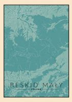 Beskid Mały mapa vintage - plakat 42x59,4 cm