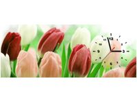 100X40CM ZEGAR CZERWONE TULIPANY OBRAZ