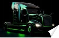 Fototapeta PREMIUM STRUKTURA ZMYWALANA tapeta z czarno zieloną ciężarówką