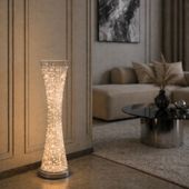 Lampa podłogowa glamour LED Crystal 100 - srebrna klepsydra kompaktowa