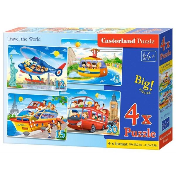 Puzzle 4w1 travel the world CASTOR zdjęcie 1