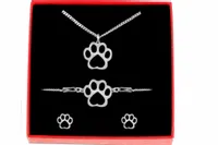 KOMPLET CELEBRYTKA ŁAPA ŁAPKA KOTEK PIES AŻUR 925