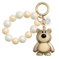 brelok do kluczy, perłowy miś z koralikami kremowy brl366k