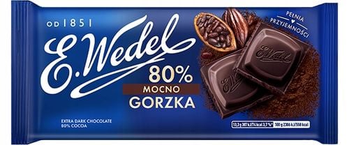 Czekolada gorzka 80% MOCNO GORZKA E.Wedel 80 g x 10 sztuk na Arena.pl