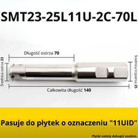 Głowica do gwintowania SMT z chłodzeniem Rozmiar: SMT23-25L11U-2C-70L-140L