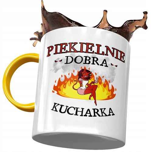 Kubek Żółty Dla Kucharki Piekielnie Dobra Kucharka Z Nadrukiem Ze Zdjęciem na Arena.pl