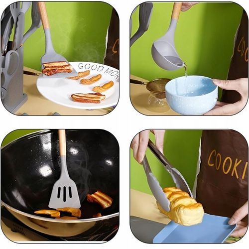 Komplet 5 Noży + Zestaw 12 przyborów kuchennych + deska do krojenia +Stojak na Arena.pl